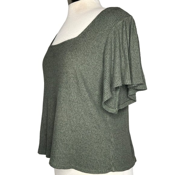 MAUNCES Women's Sweater Size Medium Pull Over Short Sleeve Green Knit Open Back - Picture 2 of 14
